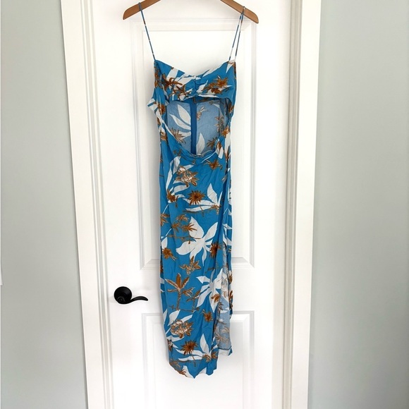 Zara Blogger Fav Cut Out Printed Linen Blend Maxi Dress Size L - Picture 5 of 10